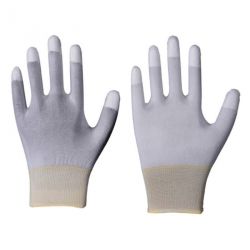 Nylon-Feinstrick-Handschuh  Fingerkuppen mit PU-Beschichtung weiß