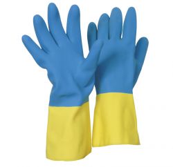 Heveaprene-Handschuh / CE CAT 3 / blau/gelb / Länge: ~32 cm / Stärke: ~0,66 mm