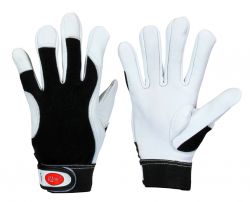 Ziegen-Nappaleder-Handschuh / Premium / Klettverschluss + schwarz