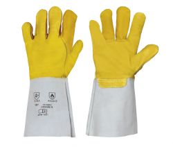 Nappaleder-Handschuh / gelb / 35 cm / Spaltlederstulpe / CE CAT 2