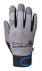 10 Paar Handschuhe RewoMech 641, Kunstleder/ Elastan/Tyvek, Klettversch.