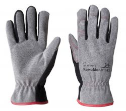 10 Paar Handschuhe RewoMech 643, Kunstleder, Stulpe. - grau/schwarz