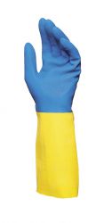Handschuhe ALTO 405, Latex/Neopren, Gerade Stulpe, Profil, 33cm - blau/gelb